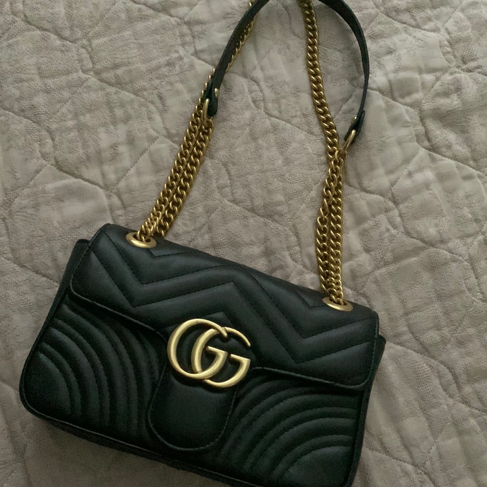 Quilted Black G G Purse